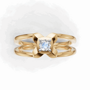 Criss-Cross Shank Diamond Solitaire Ring - 18Kt Gold vermeil